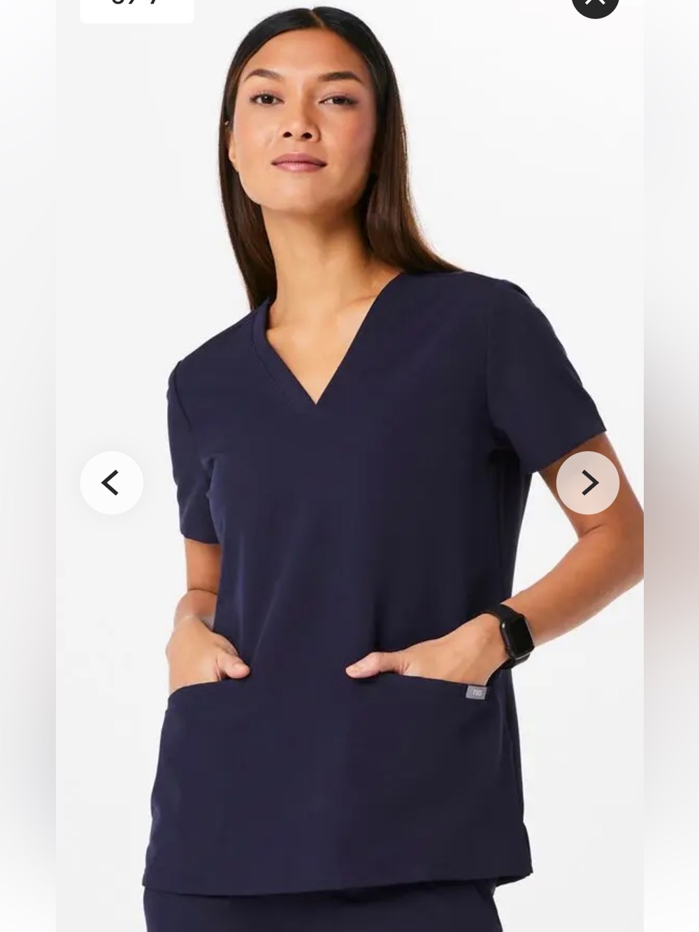 Figs Casma Scrub Top Navy 3 Pocket Excellent Condition Size Small